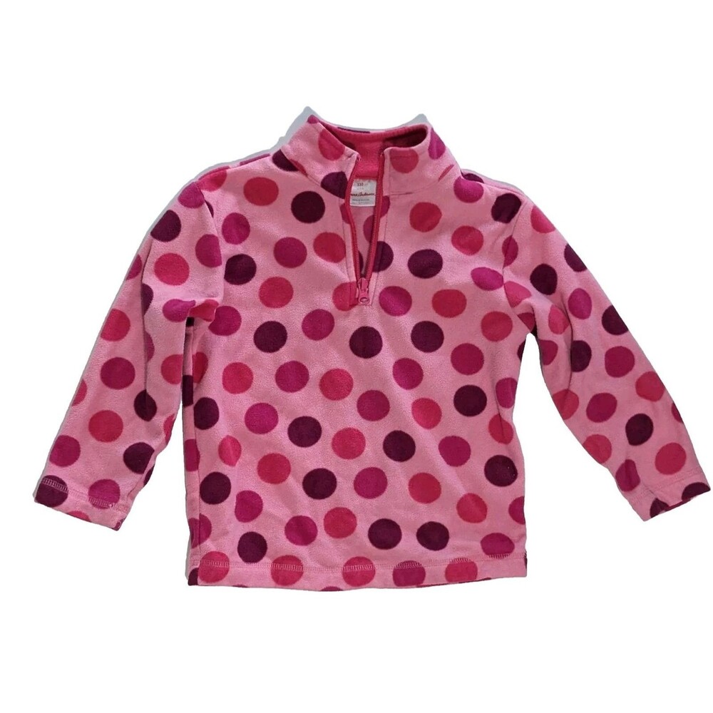 Hanna Andersson Pink Polka Dot Fleece Popover Zip  110 Cm US 5-6